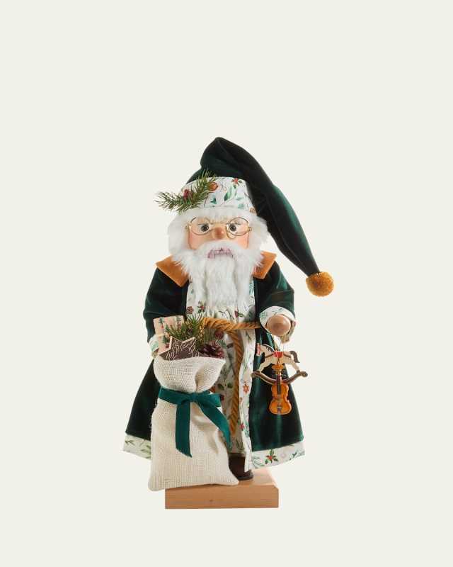 Santa Nutcracker in a Green Velvet Robe